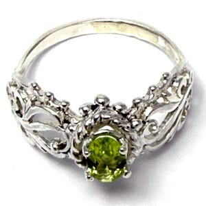 Handmade Sterling Silver Peridot Filigree Ring