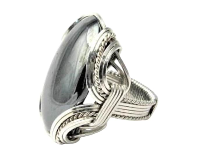 Handmade Sterling Silver Wire Wrap Hematite