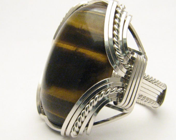Victorian Tiger Eye Ring: Handmade Sterling Silver Wire Wrap