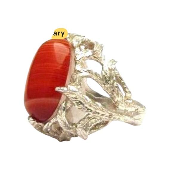 Red White Sardonyx Onyx Cab Gemstone Solid Sterling Silver Cabochon Ring.   Custom Sized to fit you. Great Gift Idea