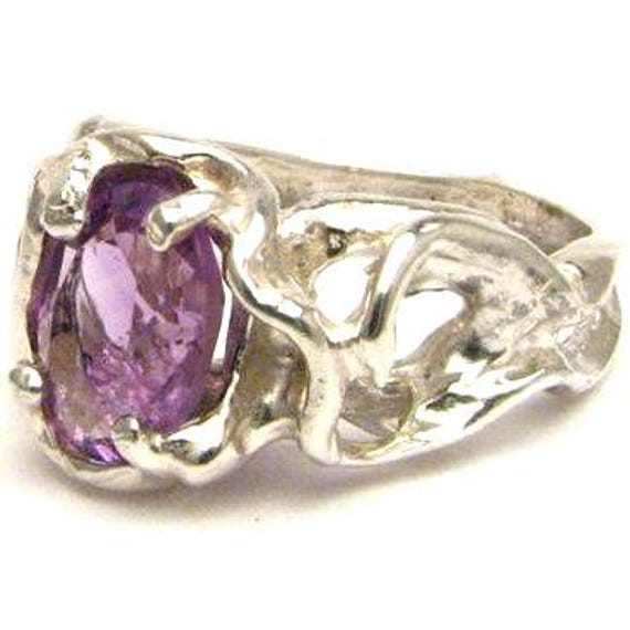 Purple Gothic Amethyst Solid Sterling Silver Ring 9x7mm 2.5ct . Custom Sized to fit you. gift Feb Birthstone Great Gift Idea