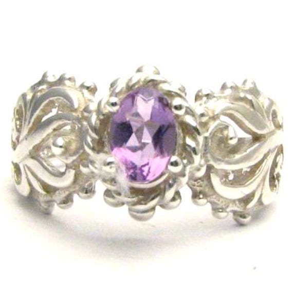 Handmade Sterling Silver Purple Amethyst Filigree Gemstone Ring gift Feb Birthstone Great Gift Idea
