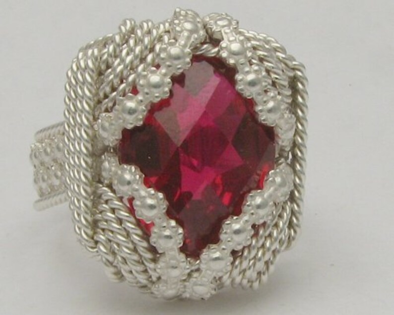 Handmade Sterling Silver Berry Wire Wrap Man Made Ruby Etsy