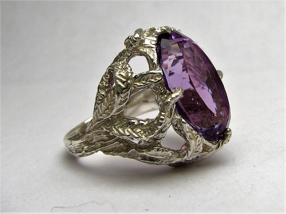 Gothic Prasiolite Quartz Solid Sterling Silver Gemstone Ring 10x8mm 3 ct Custom Sized to fit you