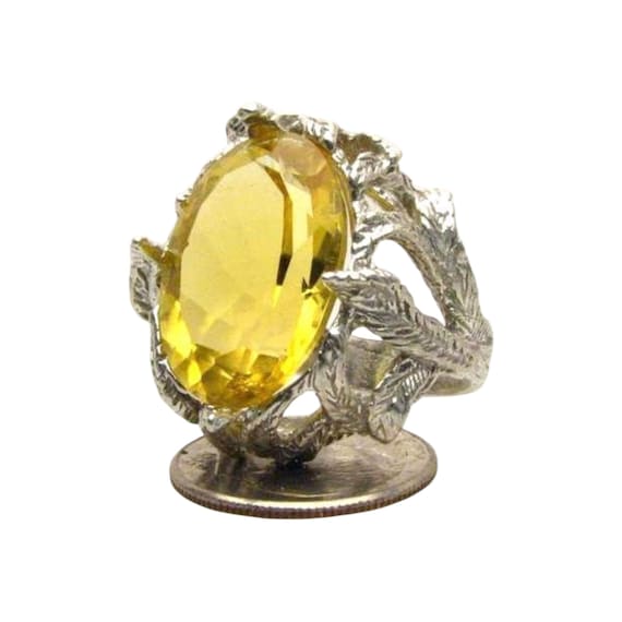 Handmade Solid Sterling Silver Yellow Citrine Faceted Stone Ring great gift Great Gift Idea