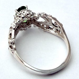 Chrome Diopside Ring Sterling Silver: Custom Sizing, Dark Green Gemstone