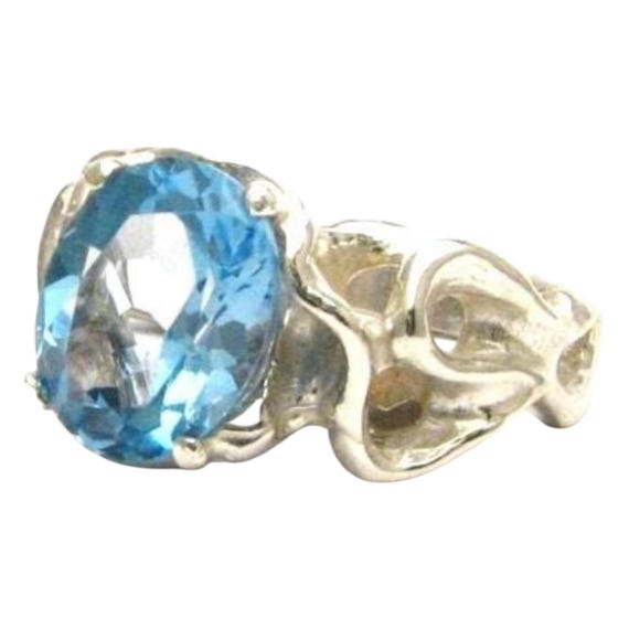 Handmade Sterling Silver Gothic Blue Topaz Gemstone Ring Great Gift Idea