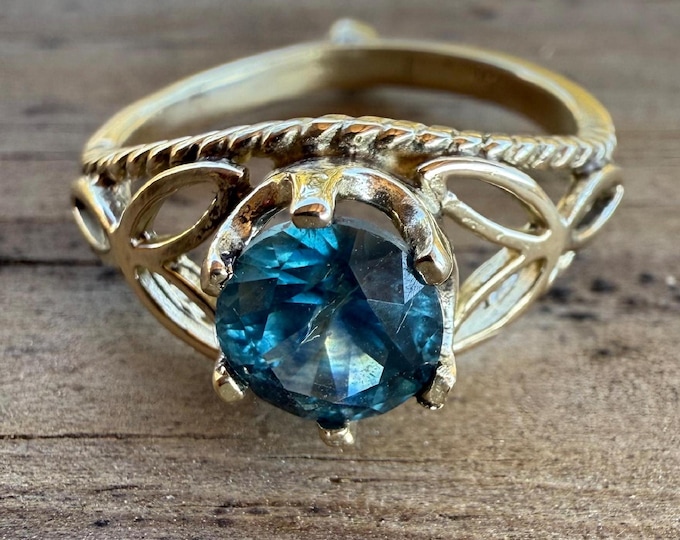 Montana Sapphire Ring 14kt Gold: USA Mined Faceted Handmade Filigree