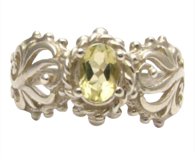 Handmade Sterling Silver Lemon Citrine Filigree Gemstone Ring