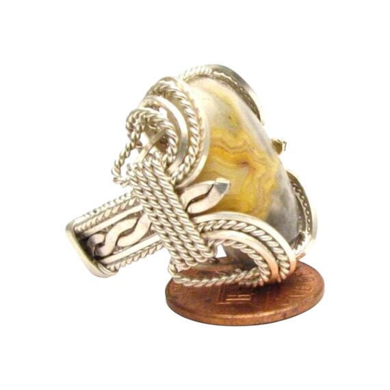 Handmade Sterling Silver Wire Wrap Crazy Lace Agate Ring Great Gift Idea