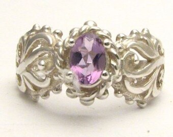 Beautiful handcrafted Light Purple Violet Amethyst Filigree Vine Solid Sterling Silver.  Custom Sized to fit you.