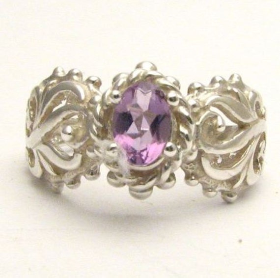 Beautiful handcrafted Light Purple Violet Amethyst Filigree Vine Solid Sterling Silver.  Custom Sized to fit you. gift Feb Birthstone