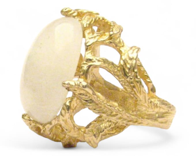 Handmade 14kt Gold Moonstone Claw Ring