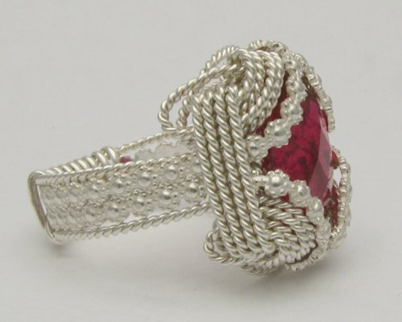 Handmade Sterling Silver Berry Wire Wrap Man Made Ruby Etsy