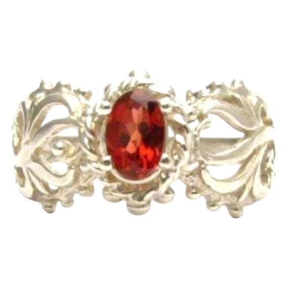 Artisan Made Red Garnet Filigree Swirled Design Solid Sterling Silver Great Gift Idea