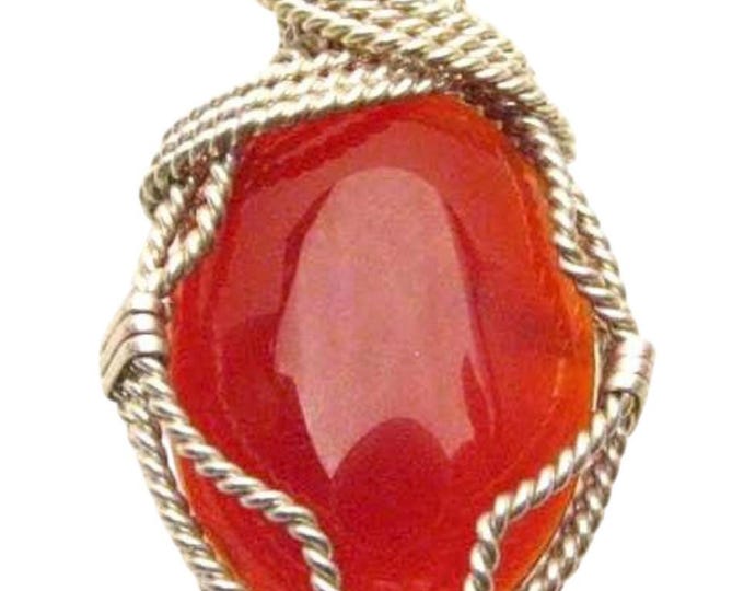 Sardonyx Pendant Sterling Silver: Handmade Wire Wrapped Leather Necklace 18”