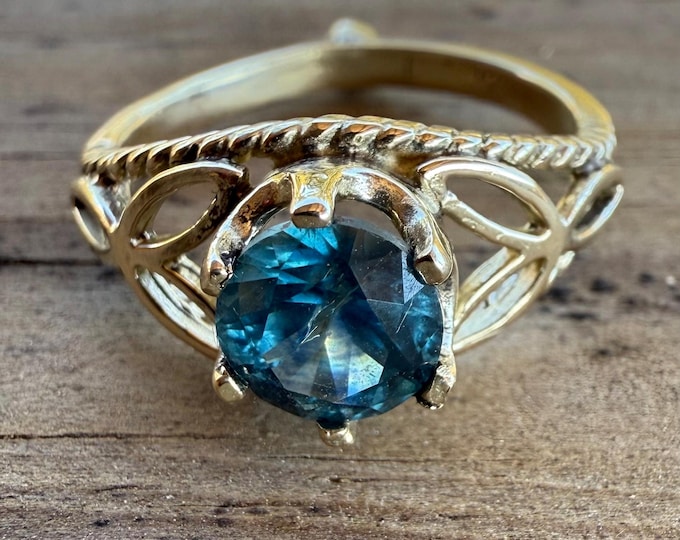 Handmade 14kt Gold Montana Sapphire Ring Crown Wedding Ring