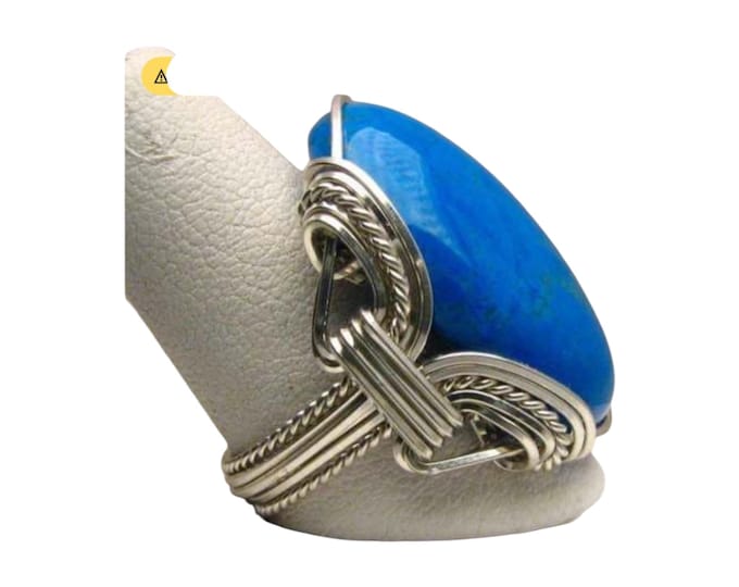Handmade Sterling Silver Wire Wrap Howlite Dyed Turquoise Ring