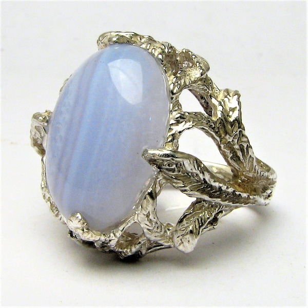 Handmade Sterling Silver Blue Lace Agate Cab Ring Great Gift Idea