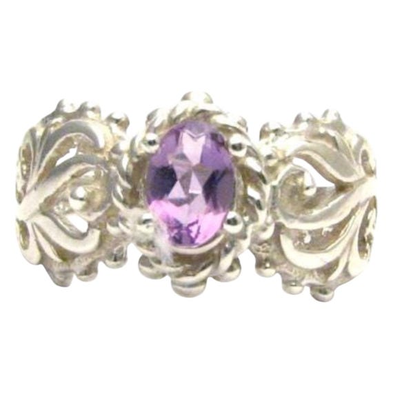 Handmade Sterling Silver Purple Amethyst Filigree Gemstone Ring gift Feb Birthstone Great Gift Idea