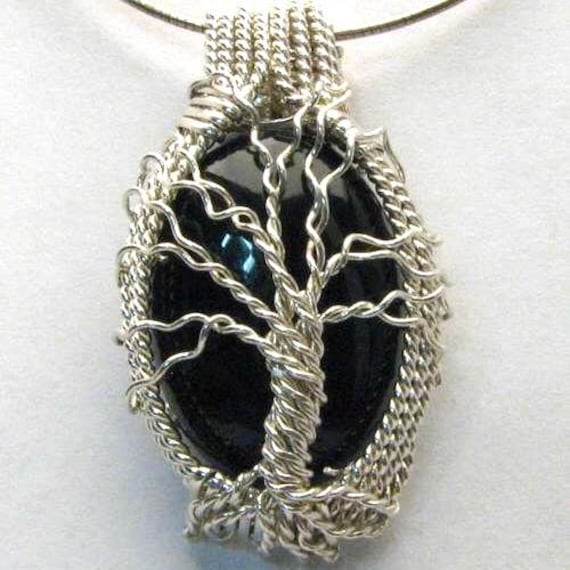 Tree of Life Pendant Handmade Pendant Sterling Silver Pendant Wire Wrapped Genealogy Black Onyx Pendant Great Gift Idea