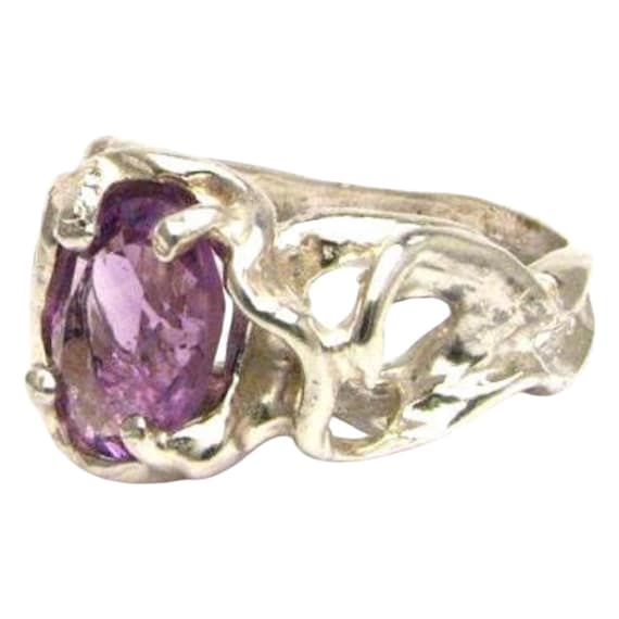 Purple Gothic Amethyst Solid Sterling Silver Ring 9x7mm 2.5ct . Custom Sized to fit you. gift Feb Birthstone Great Gift Idea