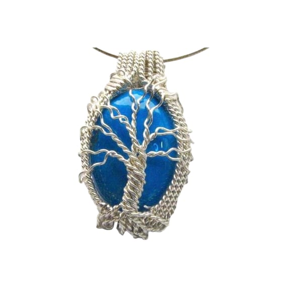 Handmade Solid Sterling Silver Wire Wrap Tree Howlite Dyed Turquoise Pendant Great Gift Idea if you would like a different stone let me know