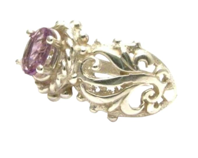 Handcrafted Amethyst Sterling Silver Ring: Filigree Vine Design