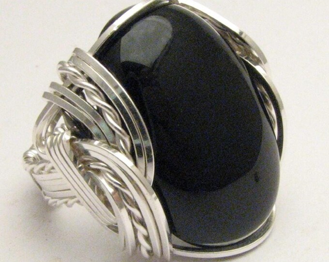 Handmade Sterling Silver Wire Wrap Black Onyx Ring
