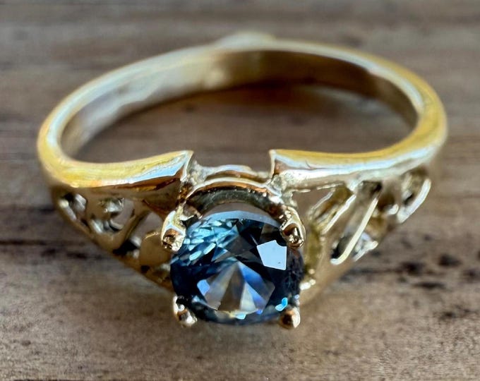 Handmade Montana Sapphire Ring, 14kt Gold Filigree Band