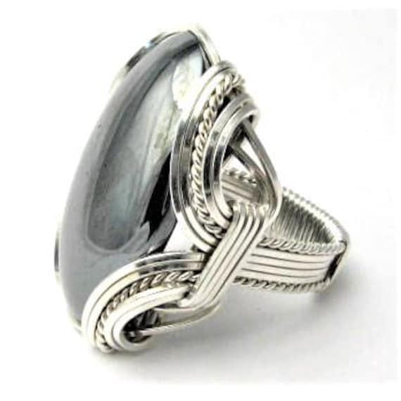 Handmade Sterling Silver Wire Wrap Hematite