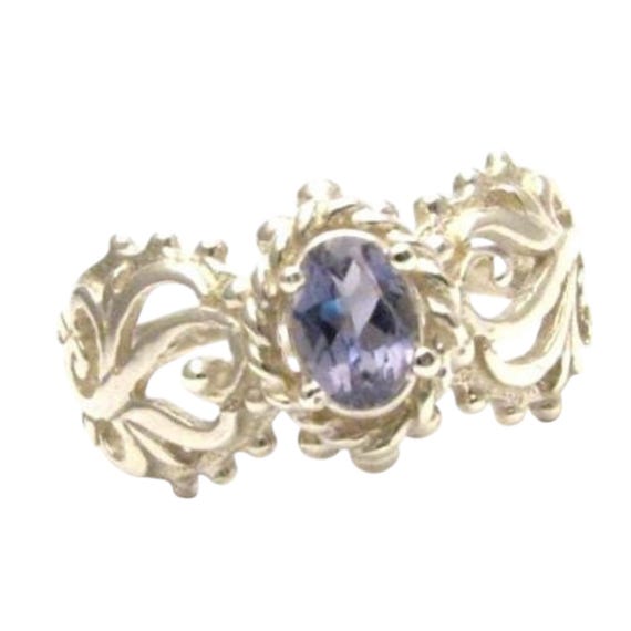 Iolite Light Purple Violet Filigree Ring Vine Solid Sterling Silver.  Custom Sized to fit you. Great Gift Idea