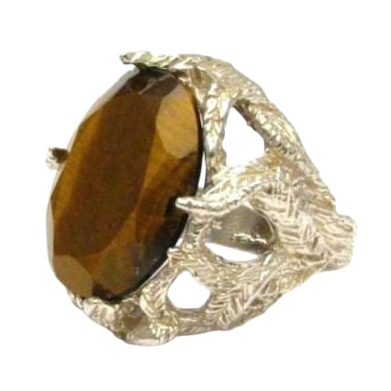 Handmade Solid Sterling Silver Faceted Tiger Eye Ring Great Gift Idea