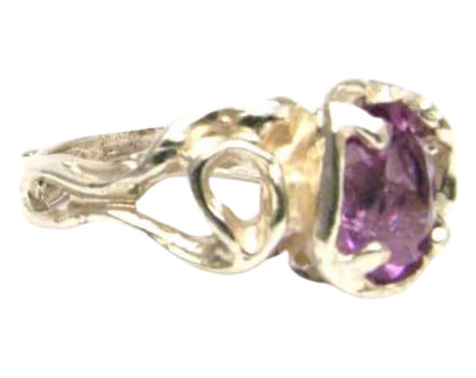 Amethyst Sterling Silver Ring: Handmade Gothic Purple Gemstone