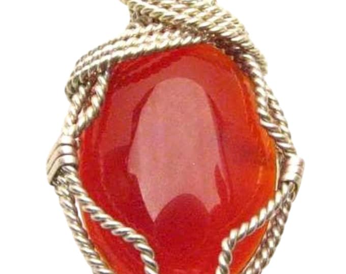 Handmade Sterling Silver Wire Wrap Sardonyx Pendant and Neckless