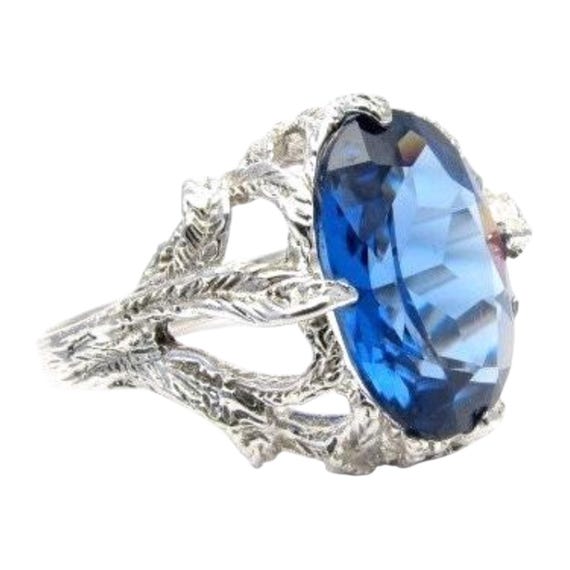 Handmade Man Made Tanzanite Faceted Stone Solid Sterling Silver Claw Cocktail Ring.  Custom Sized to fit you. Great Gift Idea