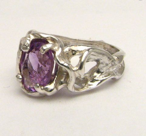 Natural Purple Amethyst Gemstone, Teardrop Ring, Victorian Jewelry Des –  Silver Embrace