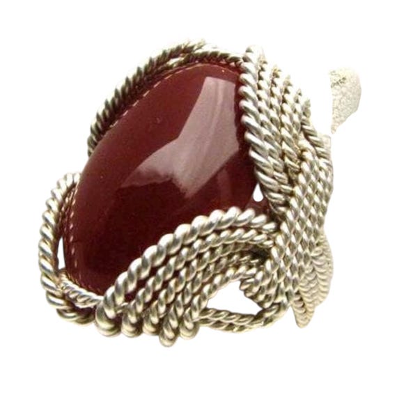 Handmade Solid Sterling Silver Wire Wrap Carnelian Ring Great Gift Idea
