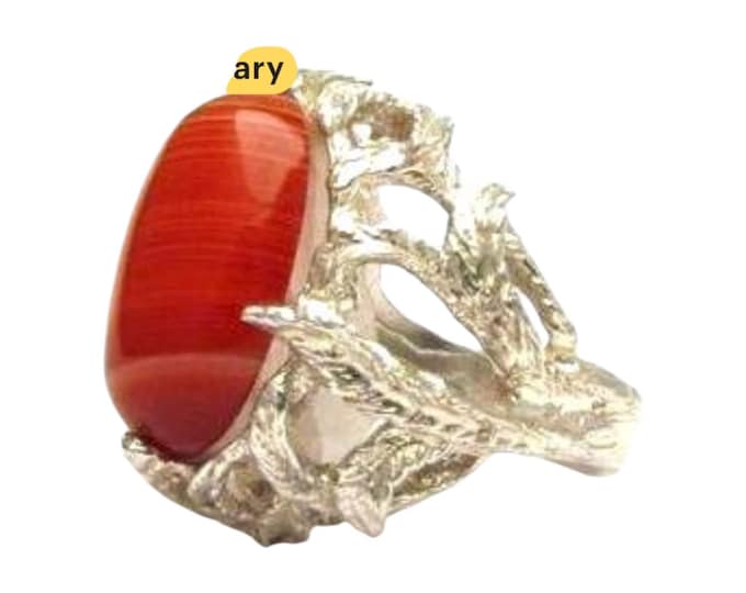 Sterling Silver Sardonyx Ring: Custom Quartz Gem, Handcrafted Swirled Band