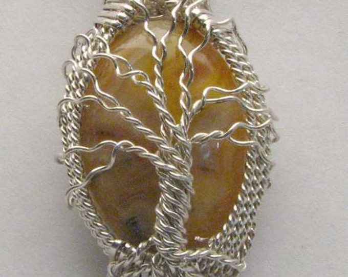 Handmade Solid Sterling Silver Wire Wrap Crazy Lace Pendant