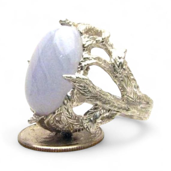 Blue Lace Quartz Agate Cab Solid Sterling Silver Ring.   Custom Sized to fit you. Great Gift Idea