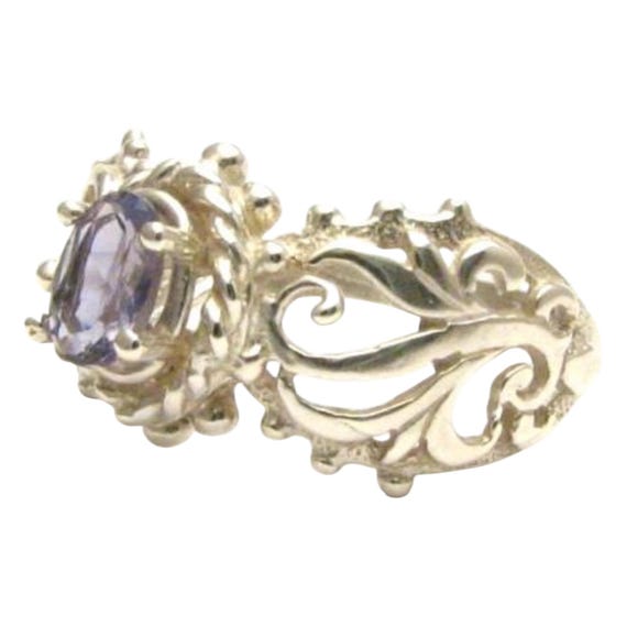 Handmade Sterling Silver Iolite Filigree Gemstone Ring Great Gift Idea