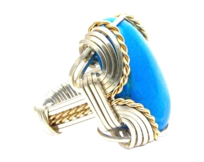 Turquoise Handmade Wire Wrap Sterling Silver Ring