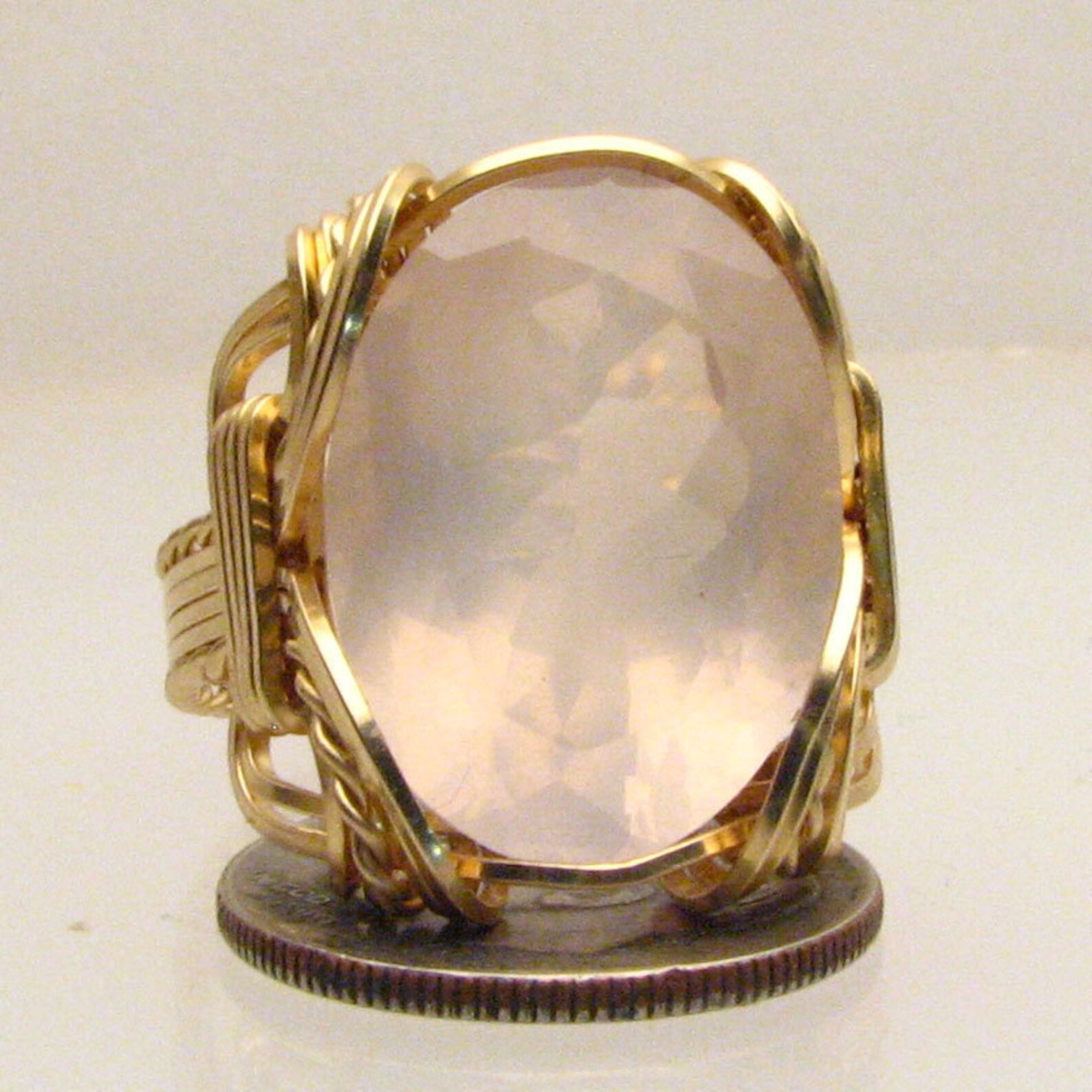 MUSE 18K Gold Accented Choice of 18x13mm Opaque & Faceted Gemstone Ring