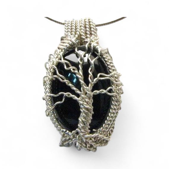 Tree of Life Pendant Handmade Pendant Sterling Silver Pendant Wire Wrapped Genealogy Black Onyx Pendant Great Gift Idea