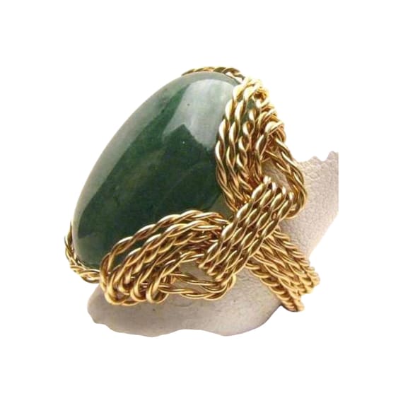 Handmade 14kt Gold  Wire Wrap Green Adventure Agate Ring  Great Gift Idea