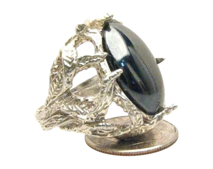 Hematite Sterling Silver Ring: Solid Design Band, Custom Sized