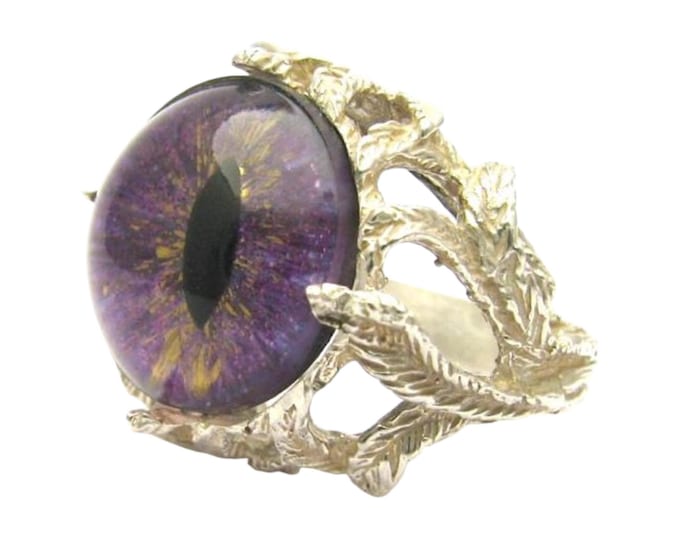 Sterling Silver Purple Gothic Dragon Eye Ring