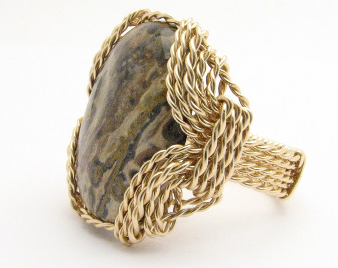 Handmade 14kt Gold Filled Leopard Skin Cabochon Ring