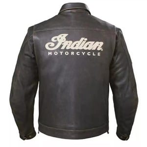 Blouson de moto en cuir Indian - Blouson en cuir noir pour homme La veste en cuir véritable est un cadeau parfait pour toute personne spéciale